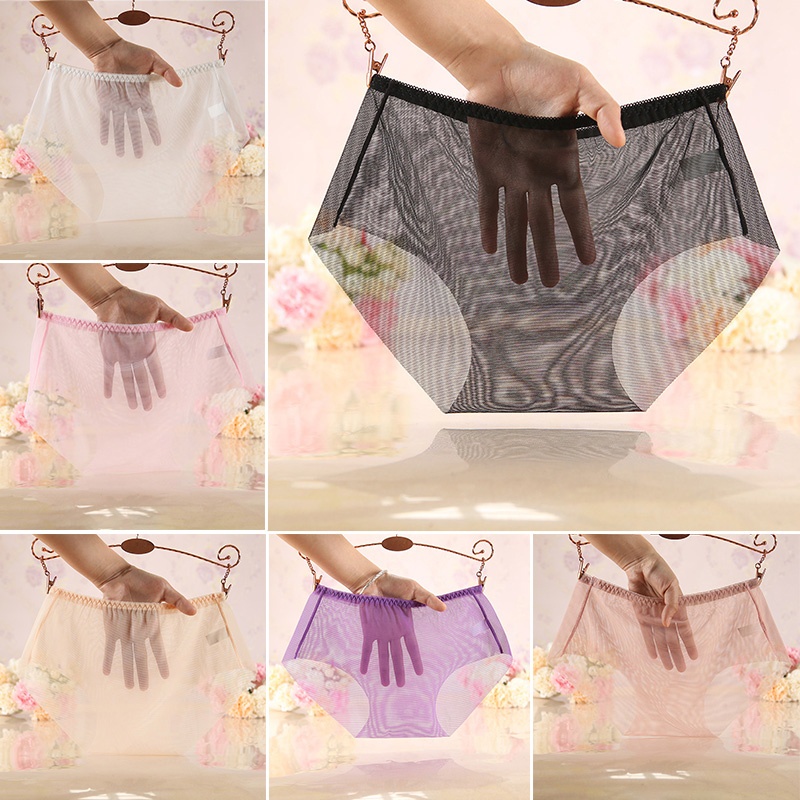 Quần Lót Lưới Mềm Mại Màu Trơn Lưng Vừa Thoải Mái Cho Nữ