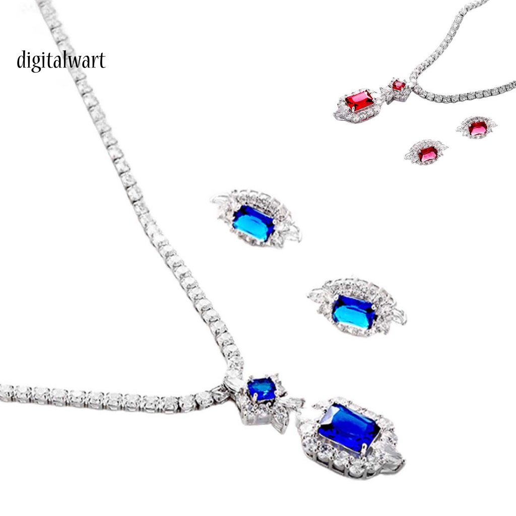Kỹ Thuật Số| 1 Bộ Vòng cổ Và Bông Tai Đính Đá Khối Lập Phương Đặc Biệt Sang Trọng Thanh Lịch Cho Ngày Đặc Biệt