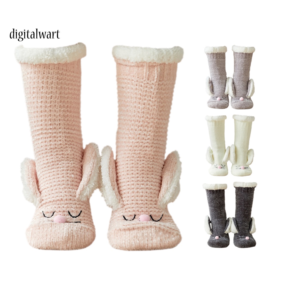 Kỹ Thuật Số| 1 Đôi Tất Dệt Kim Cổ Cao Co Giãn In Họa Tiết Hoạt Hình Chú Thỏ Dễ Thương Thời Trang Cho Nữ