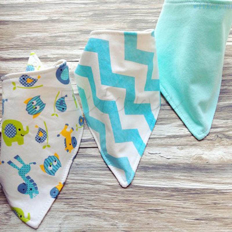 Set 3 Yếm Ăn Họa Tiết Tam Giác Dễ Thương Cho Bé