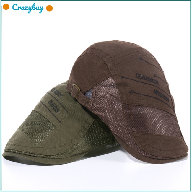 Cr Mũ Beret Vải Cotton Phối Lưới Thoáng Khí Chống Nắng Có Thể Điều Chỉnh