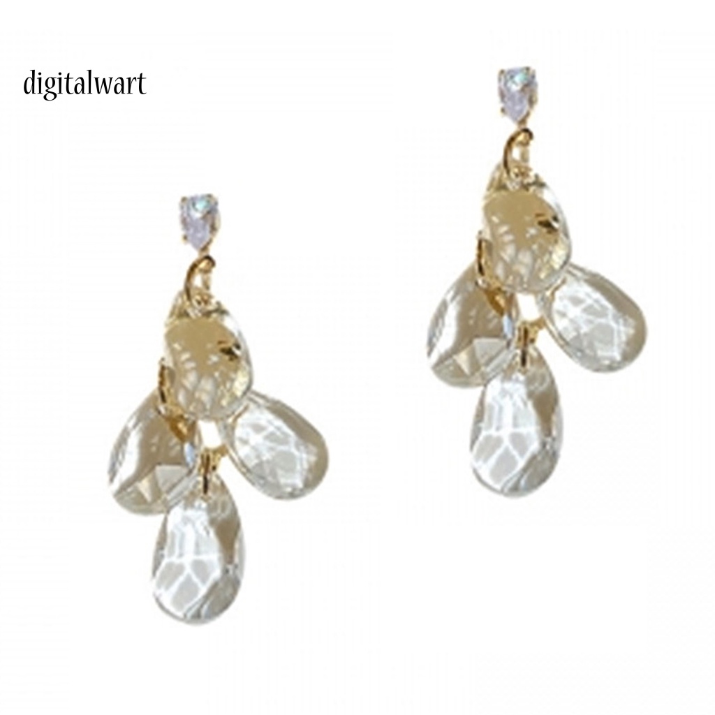 Kỹ Thuật Số| 1 Đôi Bông Tai Hình Giọt Nước Đính Pha Lê Nhân Tạo Trong Suốt Thời Trang Dành Cho Nữ