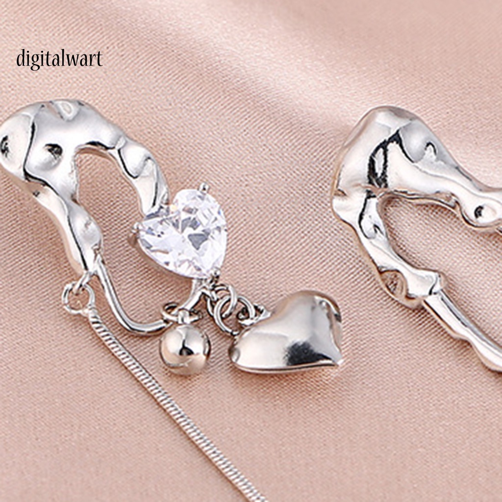 Kỹ Thuật Số| 1 Đôi Bông Tai Hình Kẹp Giấy Xếp Ly Không Đối Xứng Hình Trái Tim Dành Cho Nữ