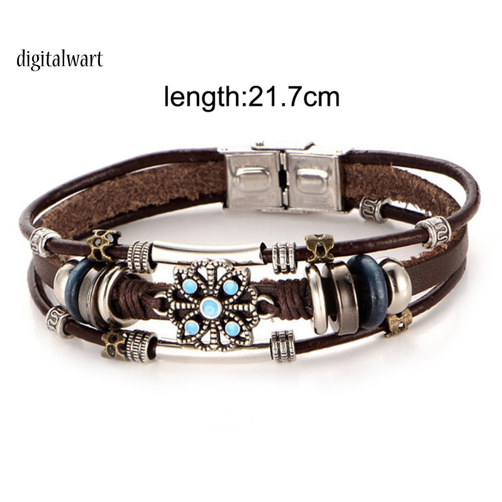 Kỹ Thuật Số| Vòng Tay Da Nhiều Sợi Phối Hạt Phong Cách Bohomian Cho Nữ