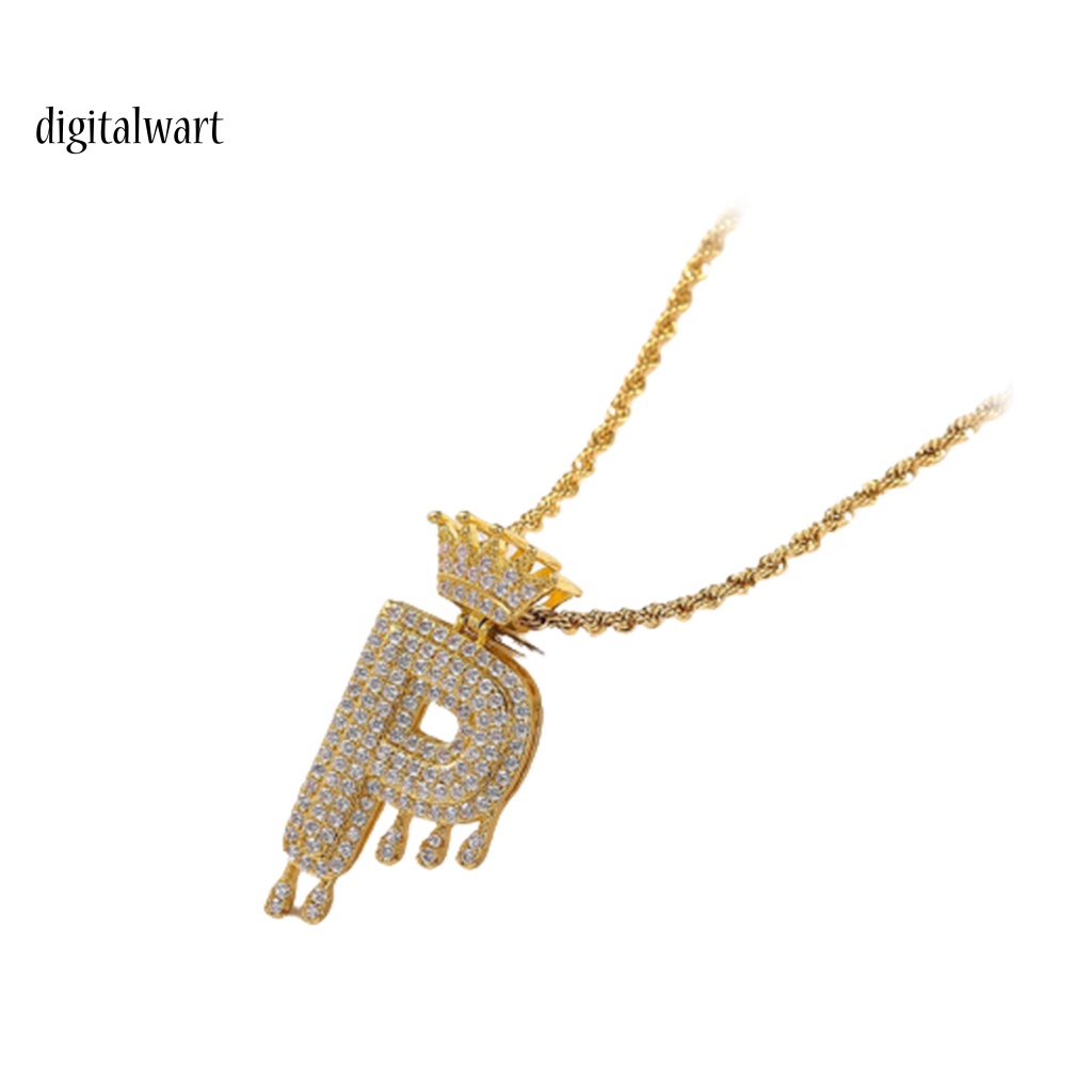 Kỹ Thuật Số| Vòng cổ Mạ Vàng 26 Chữ Cái Đính Đá Zircon Phong Cách Hip Hop