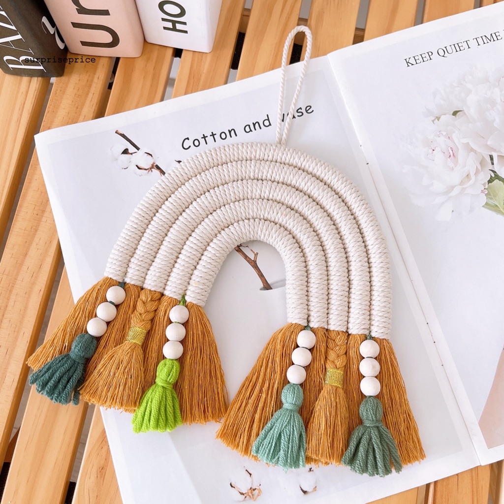 Thảm Cầu Vồng Macrame 5 Lớp Thủ Công Tối Giản Thân Thiện Với Môi Trường Trang Trí Tường Nhà