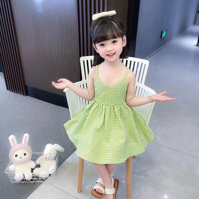 Đầm Công Chúa Hai Dây Bằng Cotton Trơn Họa Tiết Hoa Thời Trang Mùa Hè Hàn Quốc Dễ Phối Đồ Dành Cho Bé Gái