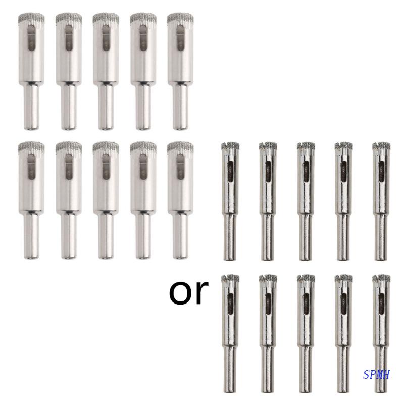 Bộ 10 Mũi Khoan Lỗ 12mm Mạ Kim Cương Cho Các Bề Mặt Kính, Gạch Men,