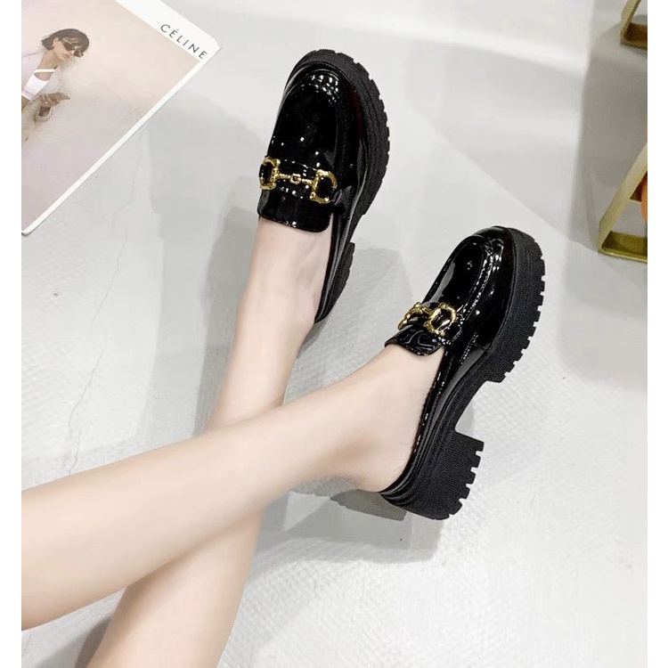Giày Sục Đốc Khóa Ngang DKN66 Da Bóng Đế Cao 6cm Nâng Chiều Cao Hàng Da Cao Cấp TRANGBIHUE