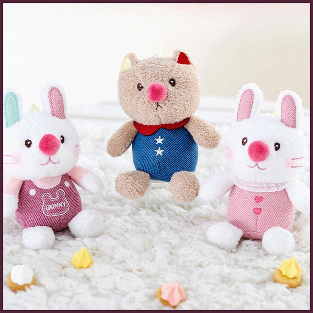 Móc Khóa Thỏ Nhồi Bông Mặt Cười Dễ Thương