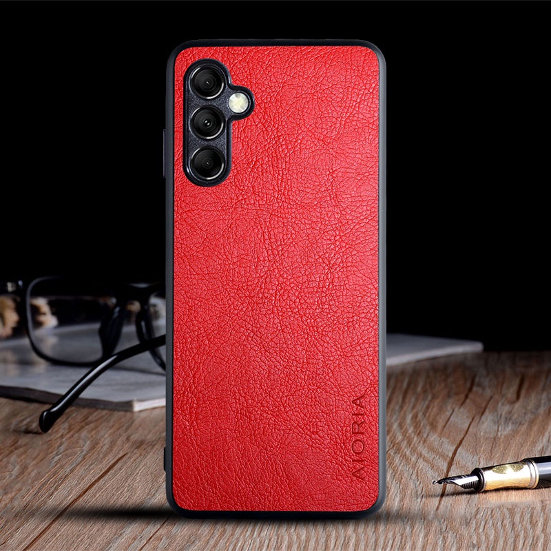 Ốp điện thoại da màu trơn phong cách doanh nhân cổ điển bền cho Samsung Galaxy M14