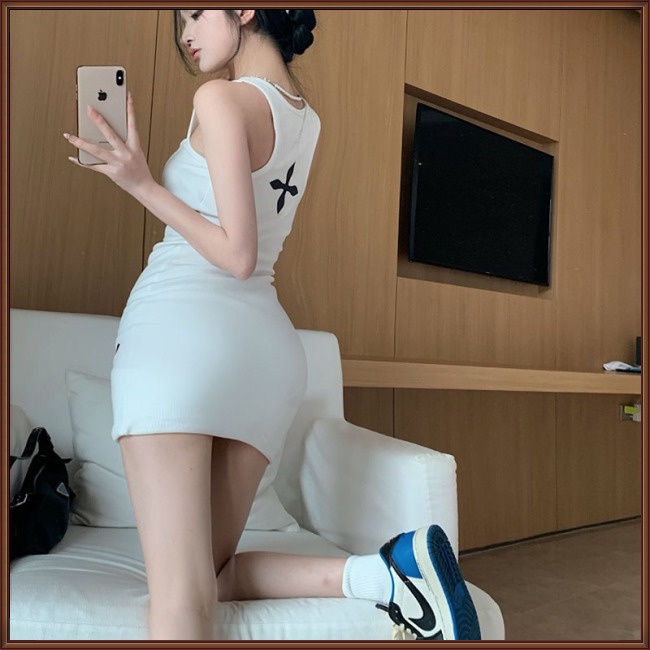 Đầm Ôm Không Tay Cổ Chữ U Họa Tiết In Thời Trang Sành Điệu Cho Nữ