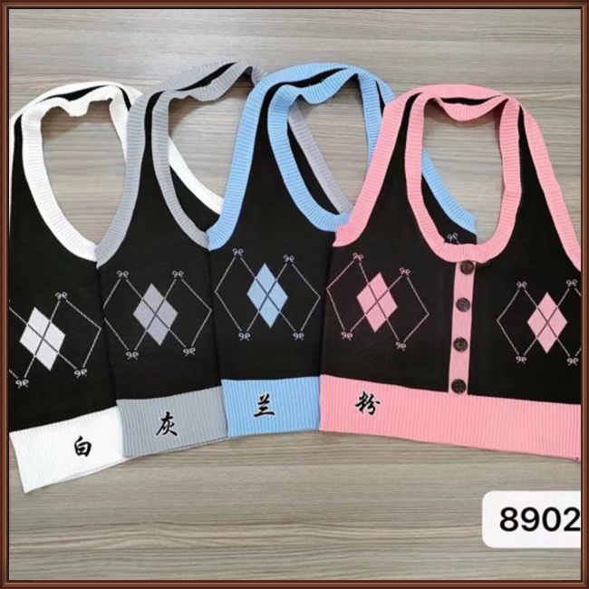 Bộ Áo Khoác Cardigan Dệt Kim + Chân Váy / Áo Hai Dây Họa Tiết Hình Học Phong Cách Retro Thời Trang Cho Nữ