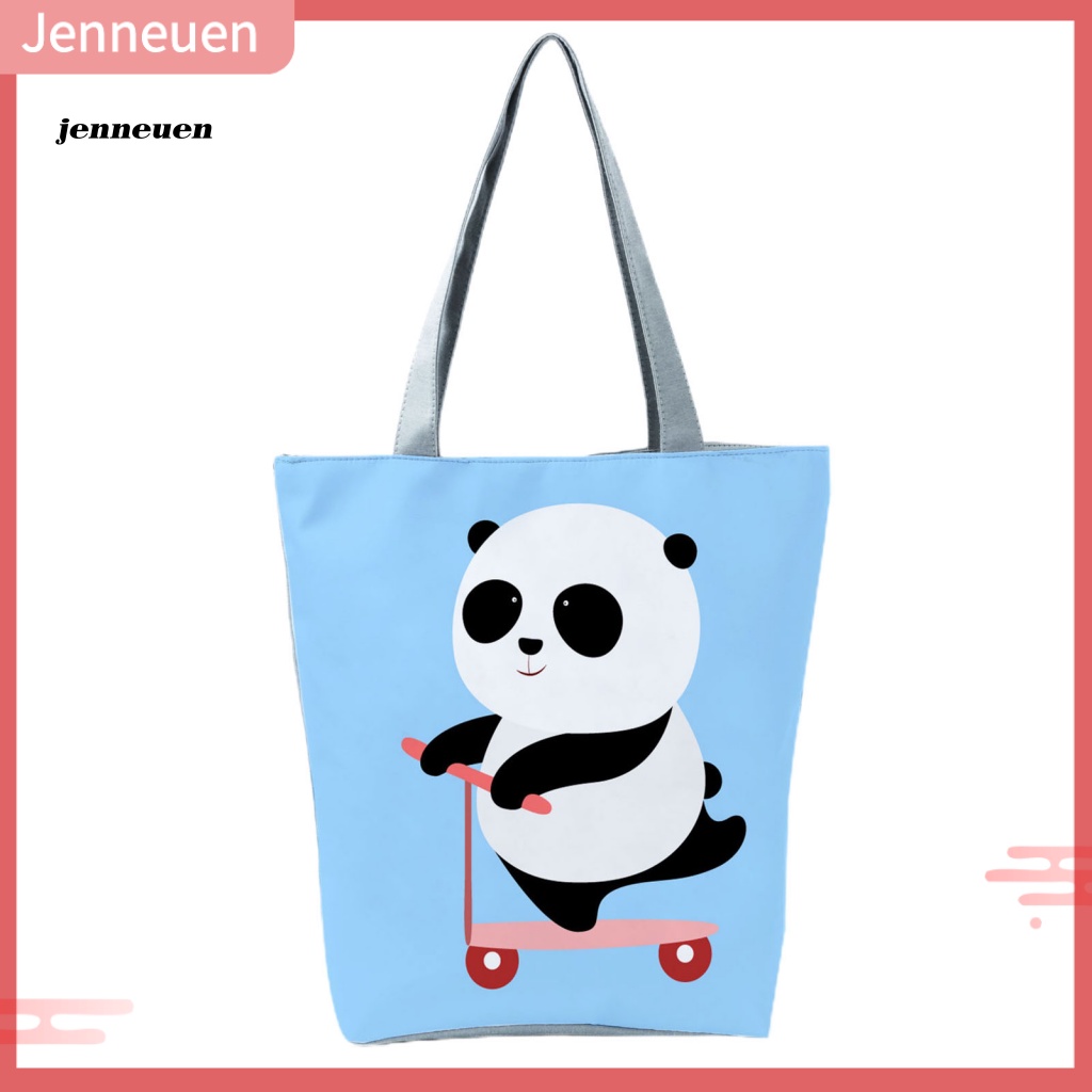 Túi Tote Đeo Vai / Xách Tay In Họa Tiết Gấu Trúc Dễ Thương Có Khóa Kéo Cho Nữ