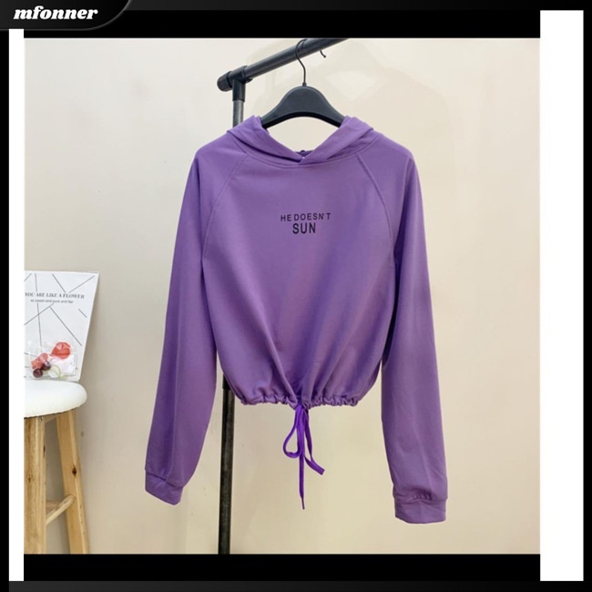 Áo Hoodie Dài Tay In Chữ Đơn Giản Thời Trang Cho Nữ