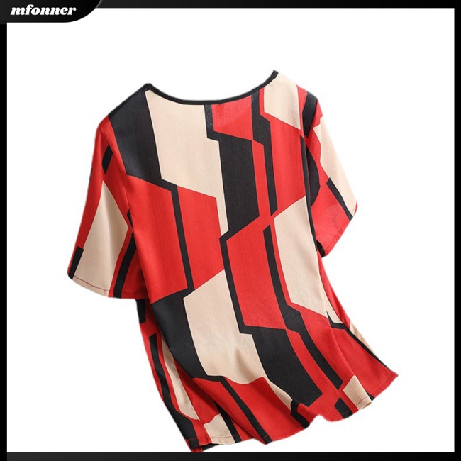 Áo Thun Nữ Tay Ngắn Cổ Tròn Dáng Suông Họa Tiết Caro Thời Trang Mùa Hè
