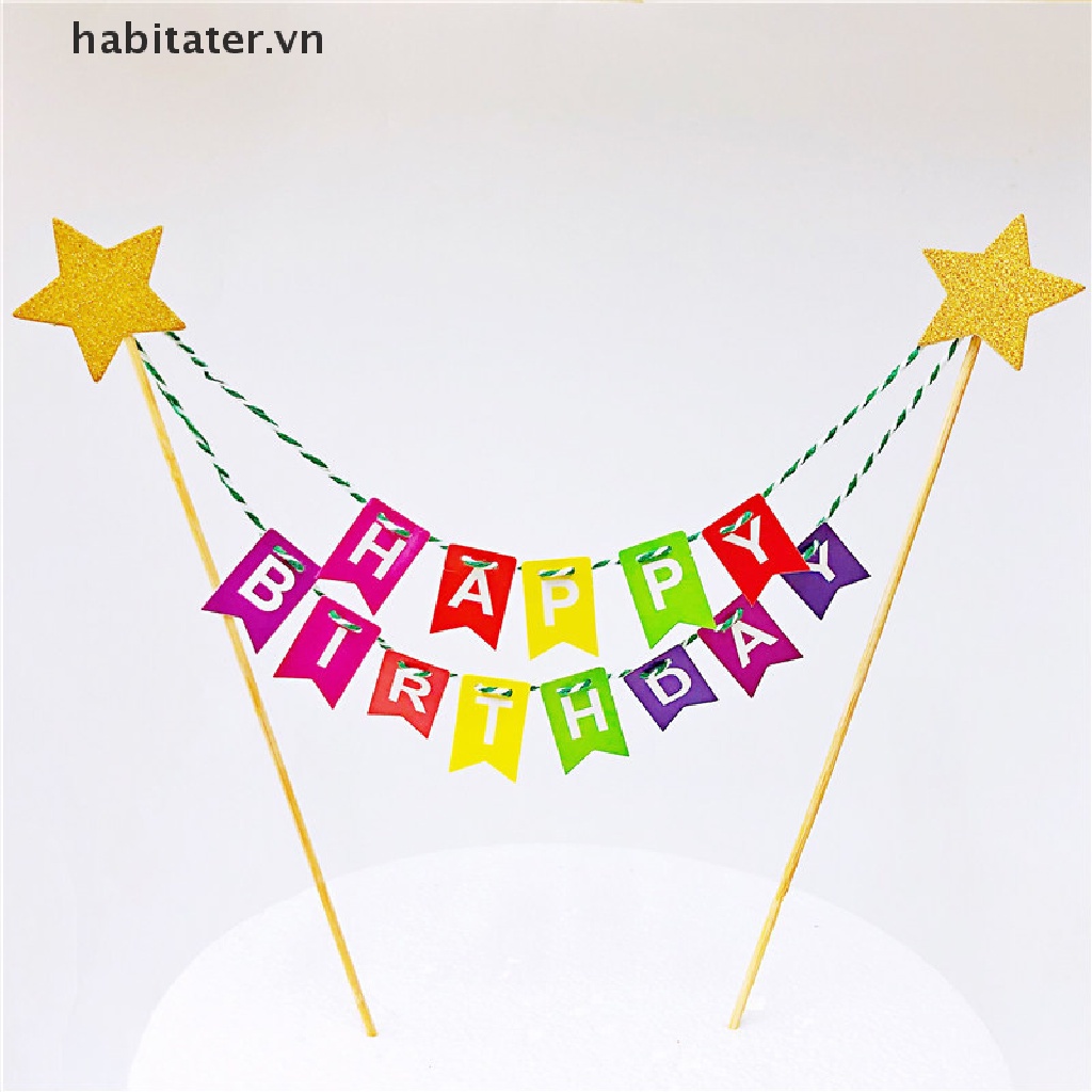 Set 5 Que Cắm Trang Trí Bánh Kem Hình Lá Cờ Nhiều Màu Sắc