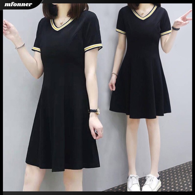 Đầm Midi Tay Ngắn Dáng Rộng Màu Sắc Tinh Khiết Thời Trang Mùa Hè Xinh Xắn Cho Nữ