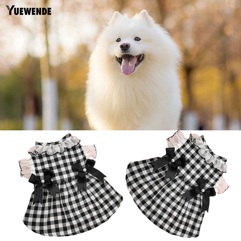 Đầm Họa Tiết Caro Đính Nơ Xinh Xắn Thoải Mái Thời Trang Mùa Hè Cho Thú Cưng