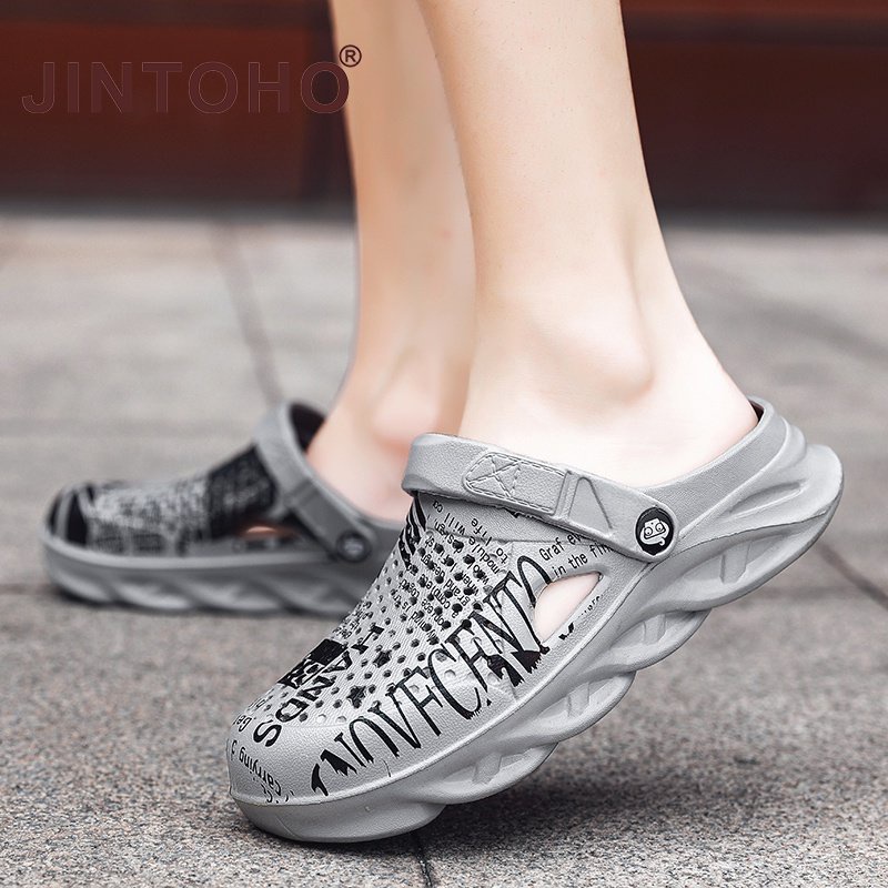Jintoho Dép Đi Biển Hai Chiều Bằng EVA Nhẹ Thoáng Khí Chống Thấm Nước In Họa Tiết Thời Trang Cho Nam