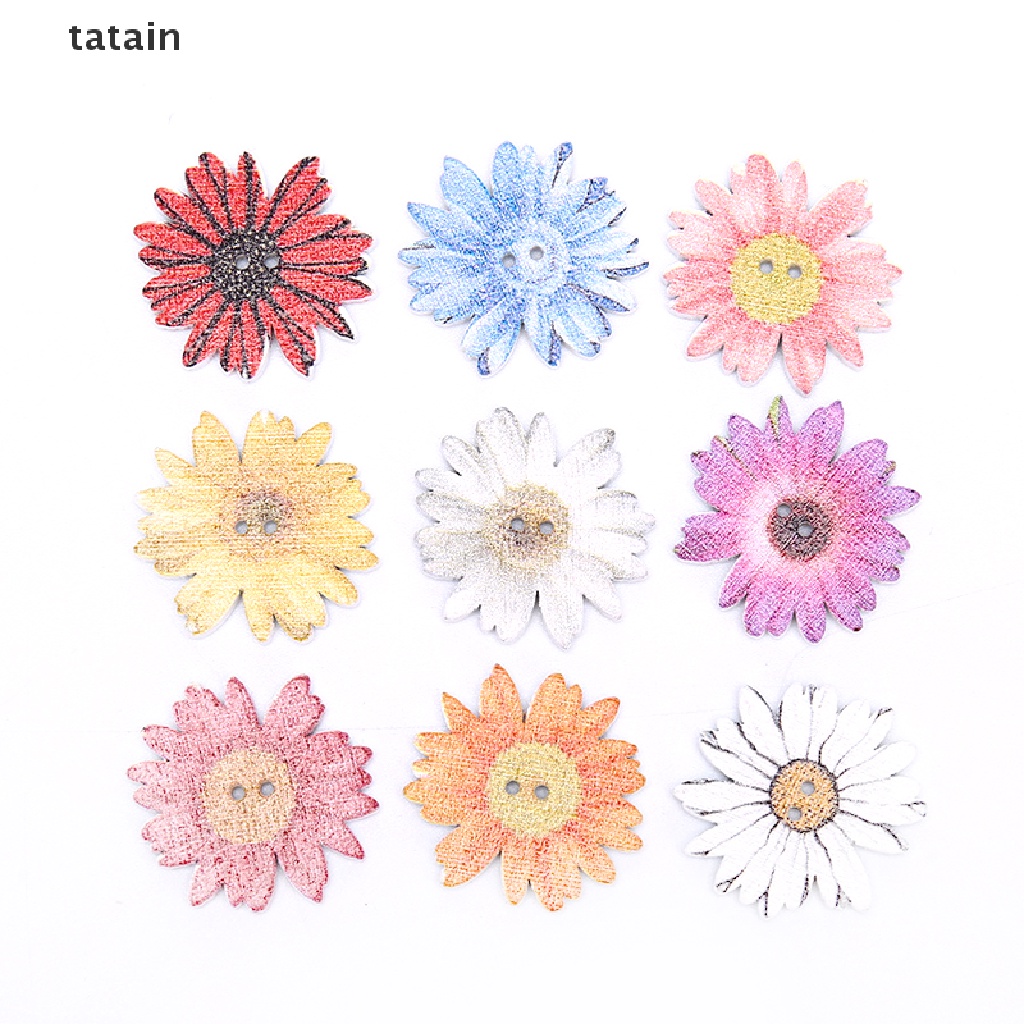 Set 50 Nút Gỗ Hình Hoa Trang Trí Scrapbook