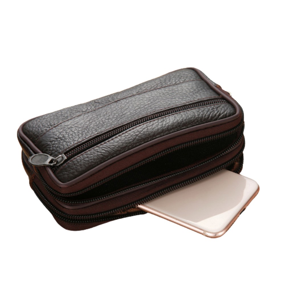 Túi Da PU Đeo Hông Đựng Điện Thoại / Thẻ Có Khóa Kéo Phong Cách Retro Cho Nam Giá Đỡ