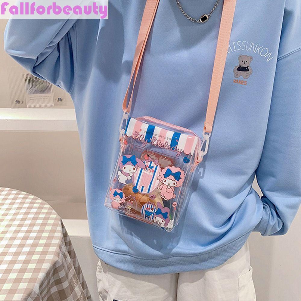 Fallforbeauty Túi Đeo Vai Đựng Son Môi / Túi Xách Bằng PVC Trong Suốt Hình Chú Chó Cinnamoroll Kiểu Hàn Quốc