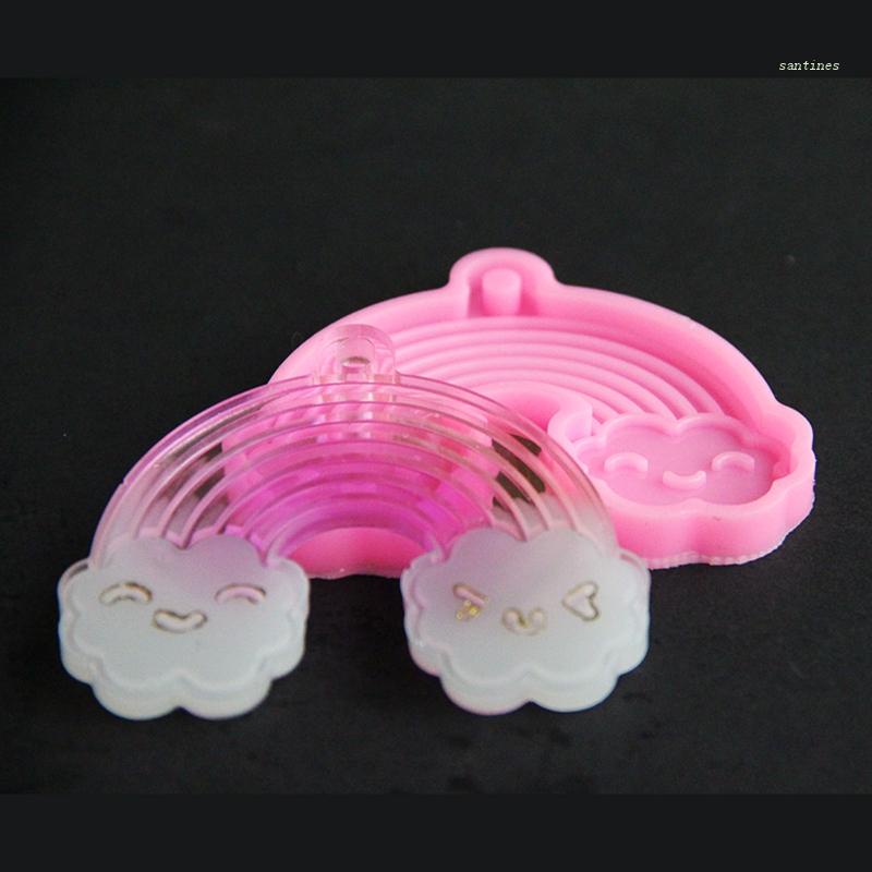 Khuôn Silicone Bóng Hình Đám Mây / Cầu Vồng Làm Móc Khóa DIY