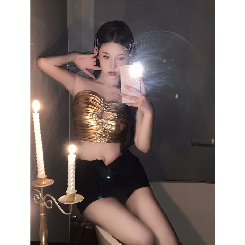 Áo Ống Ngắn Ôm Ngực Thiết Kế Khoét Rỗng Tinh Tế Quyến Rũ Thời Trang Mùa Hè Cho Nữ