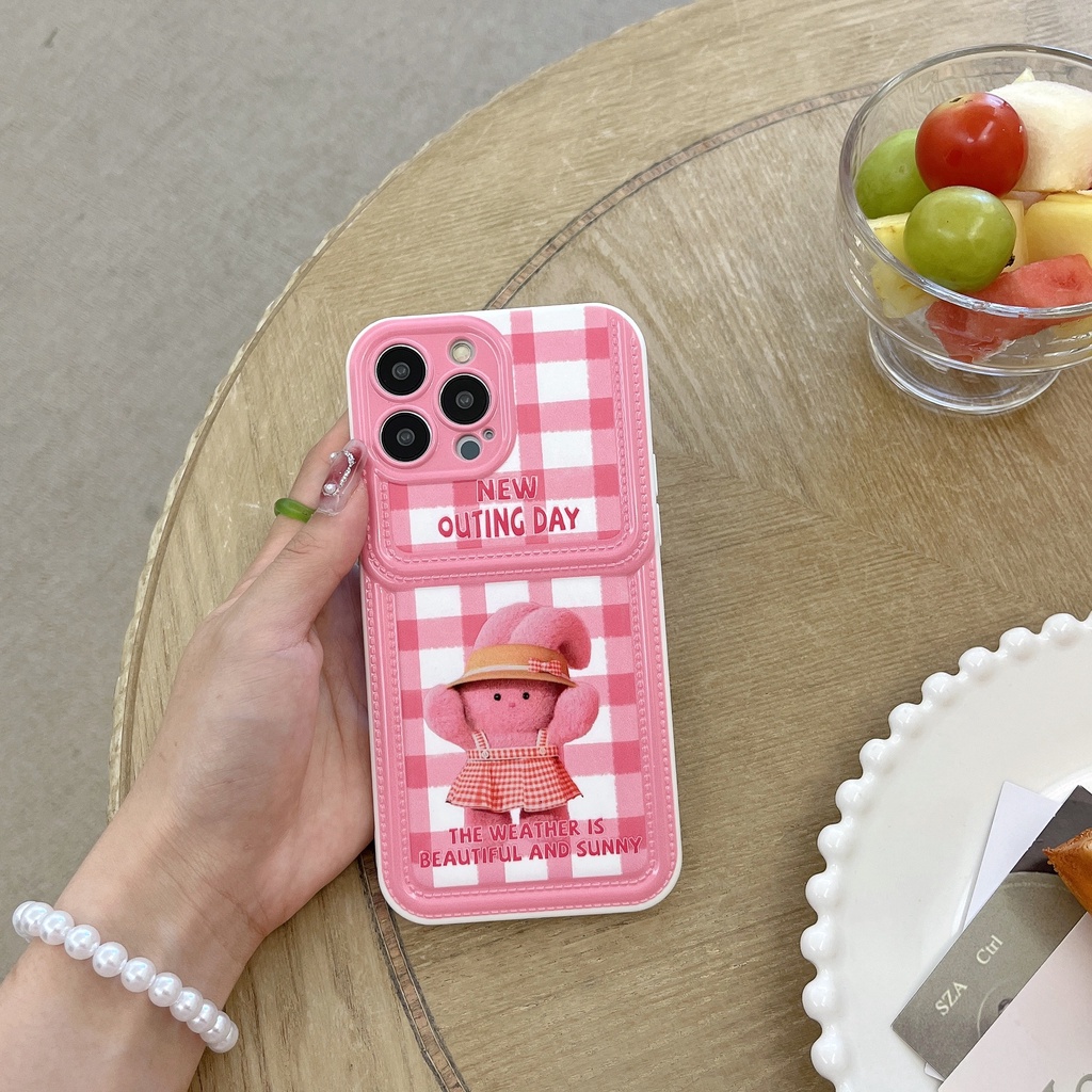 Ốp Điện Thoại TPU Silicon Mềm Chống Sốc In Hình Thỏ Hoạt Hình Thiết Kế Dạng Ví Cho iPhone 11 12 13 14 PRO MAX