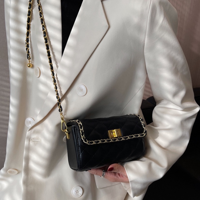 Ielgy Túi Đeo Vai Hình Vuông Nhỏ Thêu Chỉ Có Đường Chỉ Chất Lượng Cao Cho Nữ