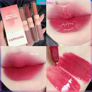 Set 3 Cây Son Môi Cappuvini 2 Đầu son bóng lì mềm mượt môi