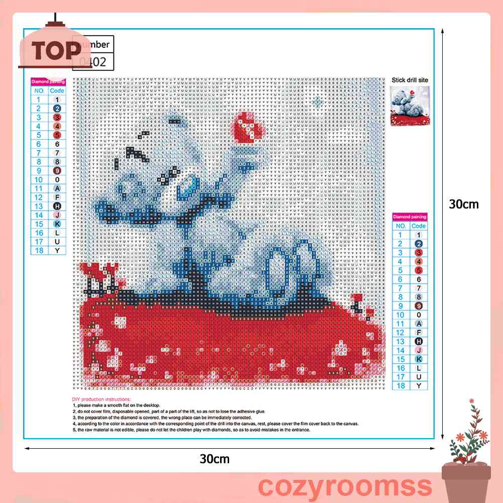 Tranh Đính Đá Kim Cương Toàn Bộ 5D DIY Hình Vẽ Gấu Tình Yêu