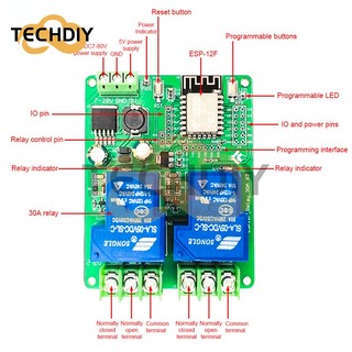 Mô đun rơ le phát triển wifi esp-12f esp8266 esp-12f dc 5v 7-28v 7-80v 30a cho nhà thông minh