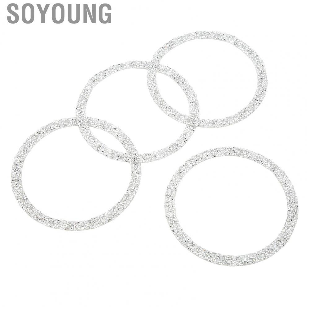 Soyoung Car Speaker Protective Rings  Bling Trim Rhinestone Style for Vehicle Modification
