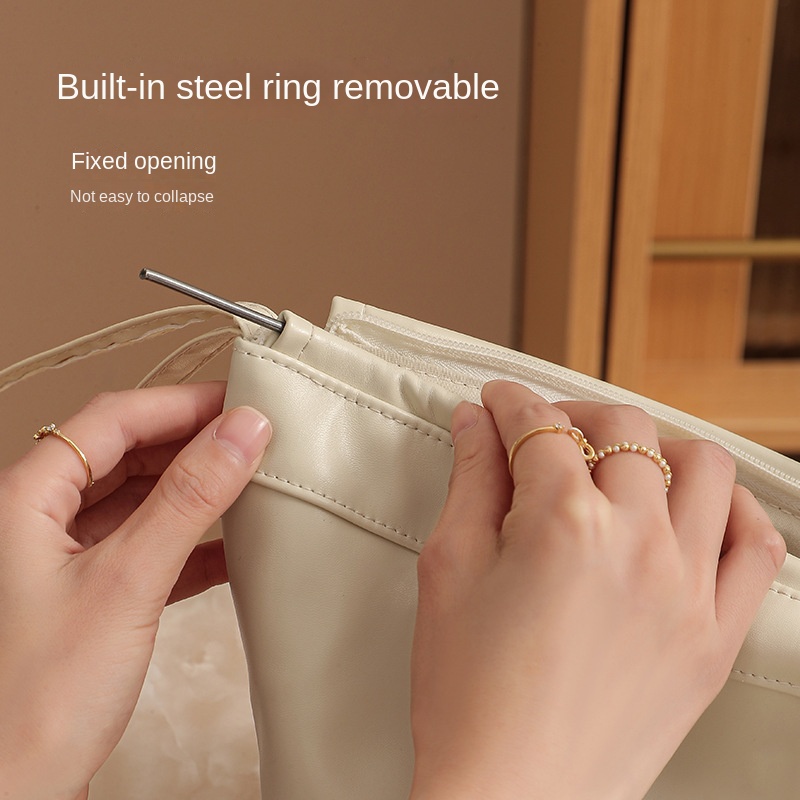 Túi Da JASMIN NOIR PU Hai Ngăn Đựng Đồ Trang Điểm Thiết Kế Dây Rút Tiện Dụng