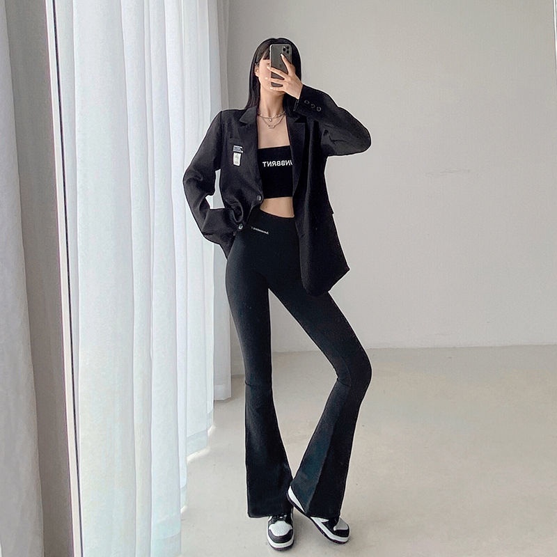 [F &amp; X] Quần Ống Loe Micro-Flared Tập Yoga Lưng Cao Co Giãn Ôm Dáng Hình Cá Mập Mỹ Cho Nữ