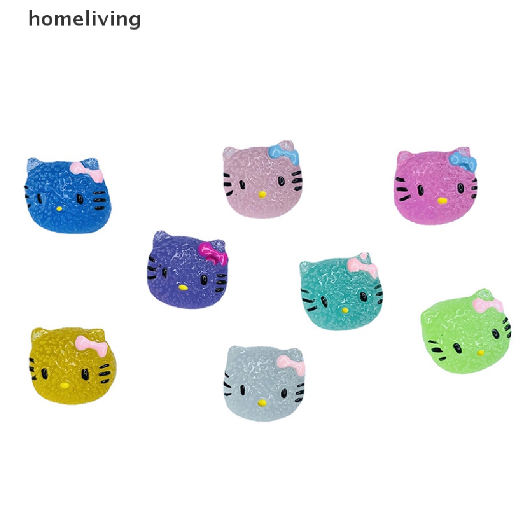 Bộ 2 Móc Điện Thoại Mini Bằng Nhựa Resin Dạ Quang Hình Mèo Hoạt Hình Dễ Thương DIY