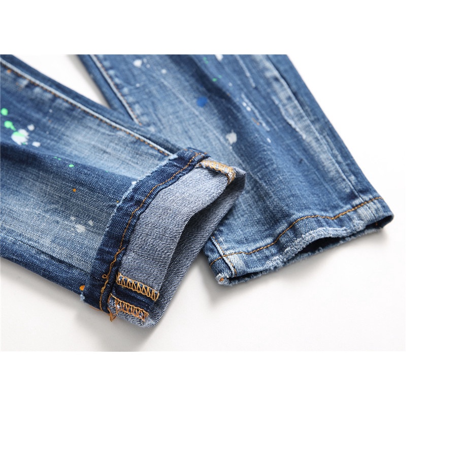 Quần jeans Dài Phối Vết Rách Cá Tính Cho Nam