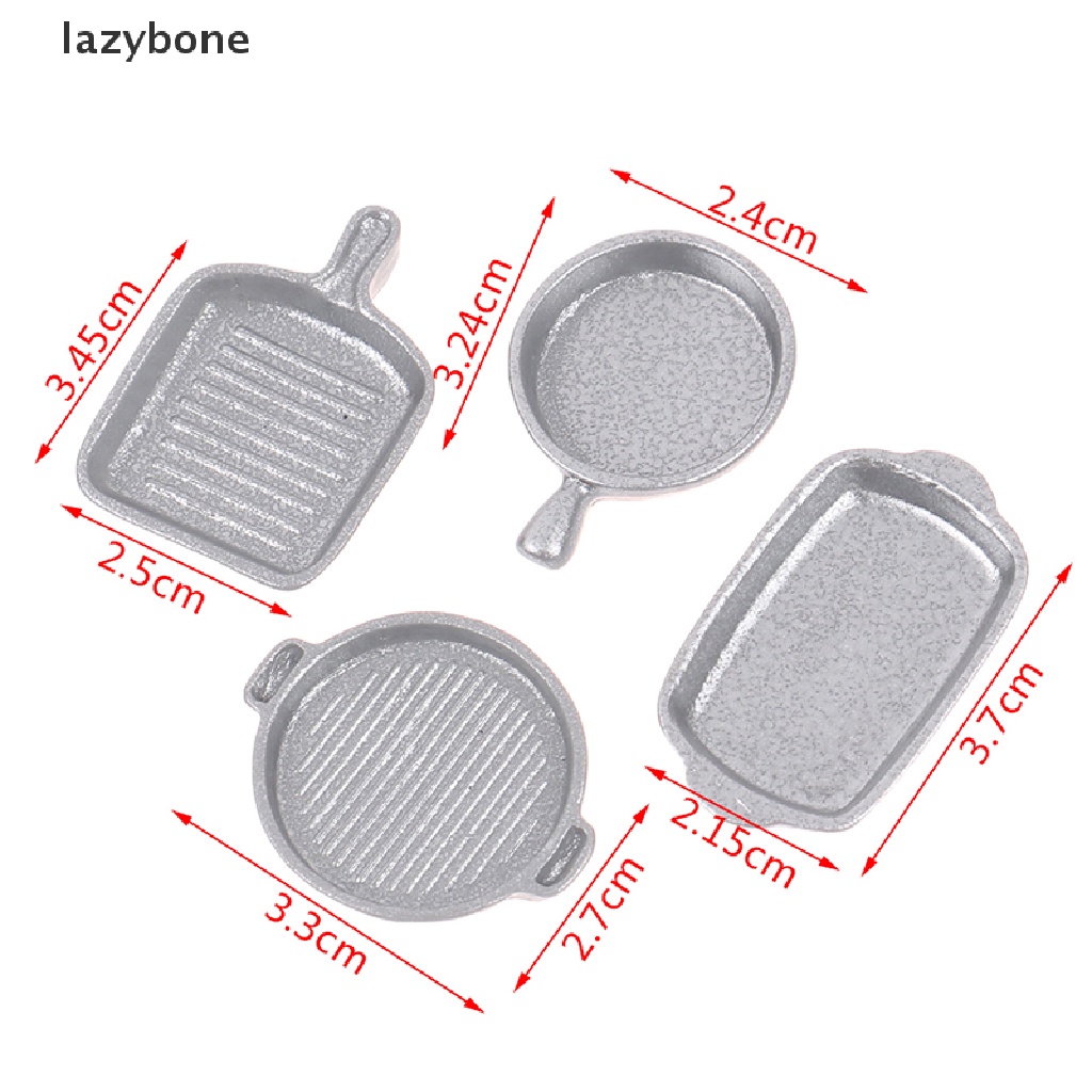Set 4 Chảo Nấu Ăn Mini Tỉ Lệ 1: 12 Dành Cho Nhà Búp Bê