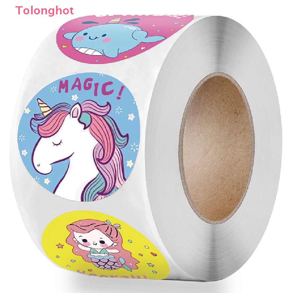 Cuộn 500 Miếng Dán Trang Trí Hộp Quà Hình Động Vật Dễ Thương Kích Thước 1 inch