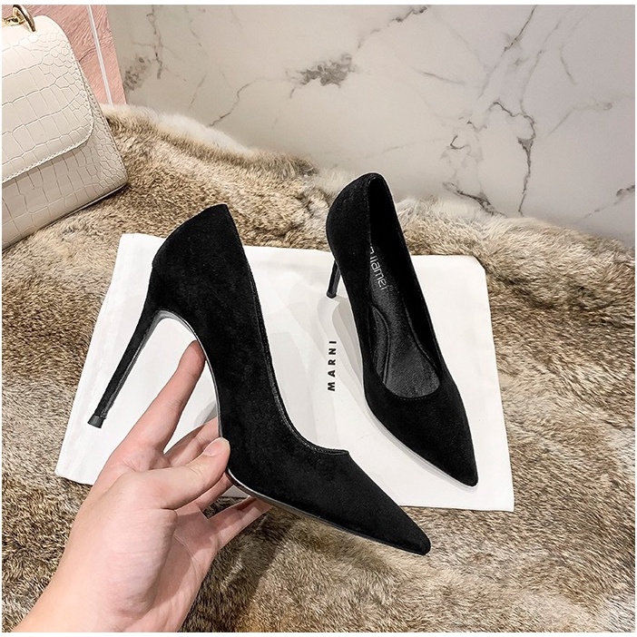 Giày cao gót 10phân 10cm màu Đen Đơn giản quyến Rũ thời trang Âu mỹ sandal cho nữ