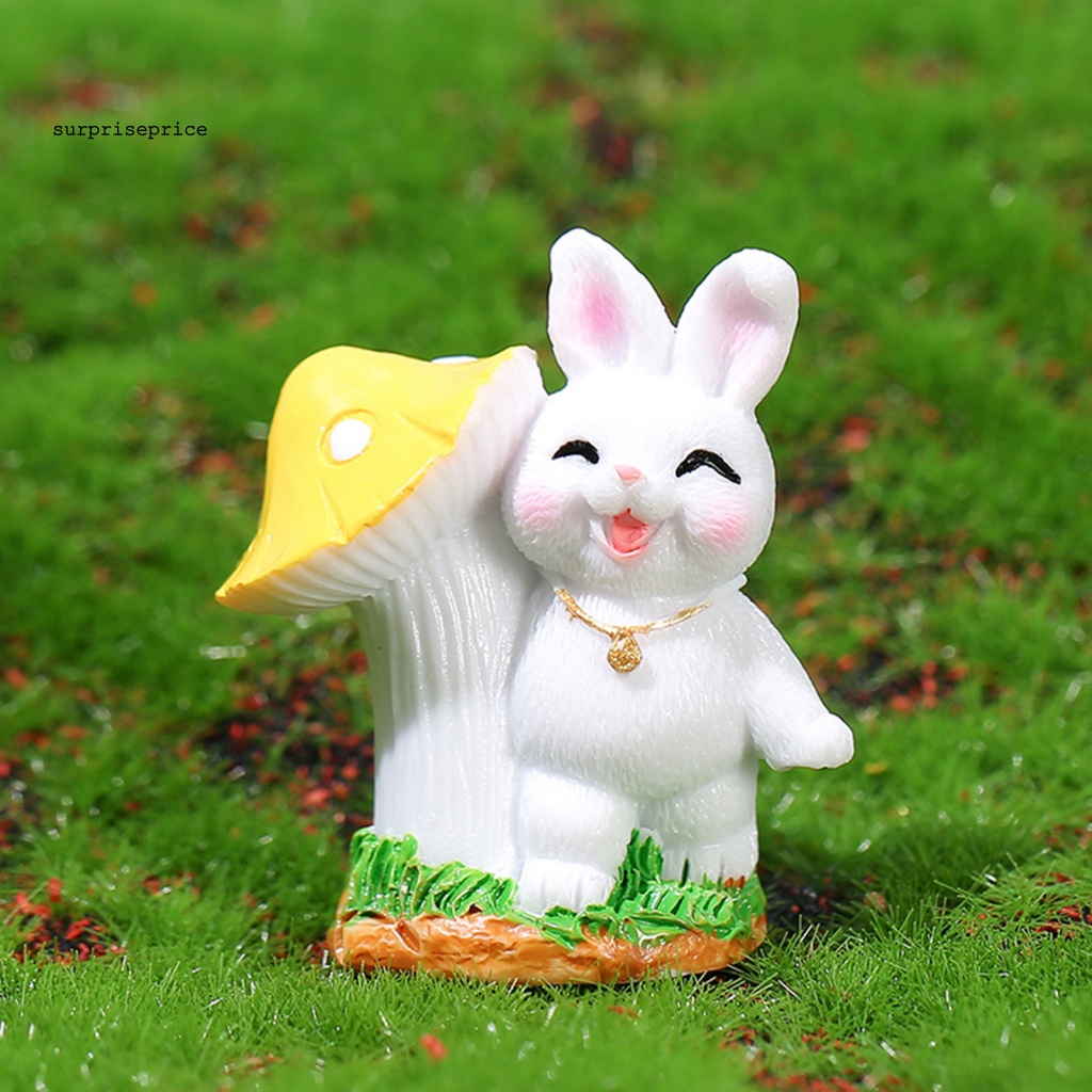 Set 4 Đồ trang trí Thỏ Bunny Mini Bằng Nhựa Resin Trang Trí Phòng Khách / Bàn Làm Việc