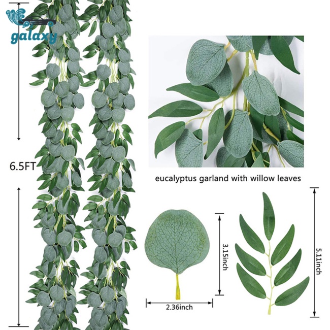 Galaxy Dây Lá Bạch Đàn Nhân Tạo Dài 1.8m Dùng Trang Trí Nhà Cửa / Tiệc Cưới