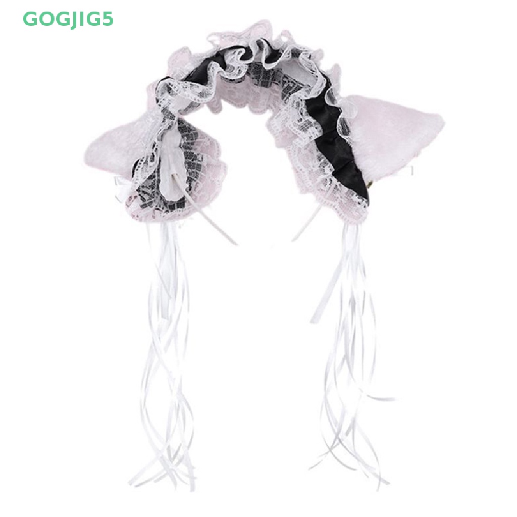 Cài Tóc Tai Mèo Bằng Lông Xù Phối Ren Và Chuông Hóa Trang Hầu Gái GOGJIG5