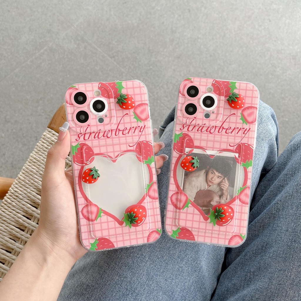 Ốp Điện Thoại TPU Dẻo Trong Suốt Họa Tiết Trái Dâu / Đôi Mắt Thiên Thần Cho iPhone 14 13 12 11 Pro XR XS Max 7 8 14 Plus