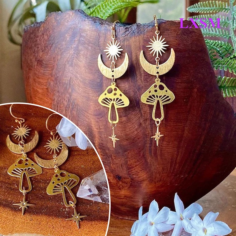 Bộ Vòng cổ + Bông Tai Hình Nấm + Ngôi Sao + Mặt Trăng Sáng