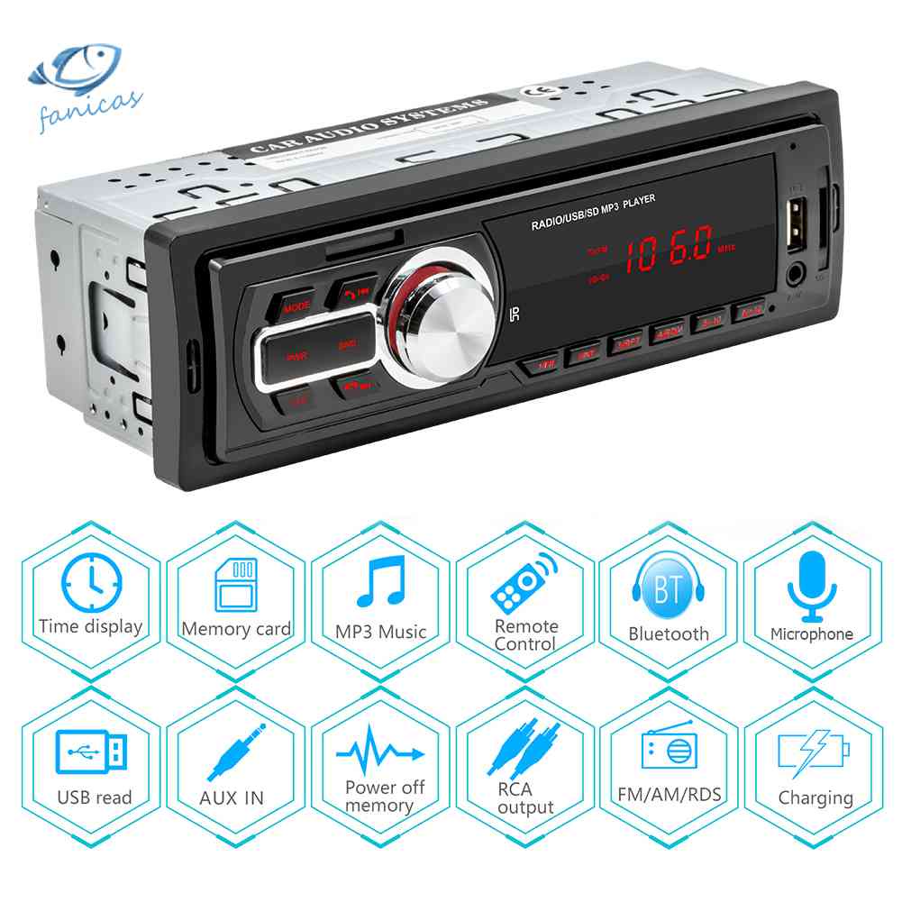 Radio Bluetooth 5208E 1 DIN Hỗ Trợ Thẻ TF Cho Xe Ô Tô Và Phụ Kiện
