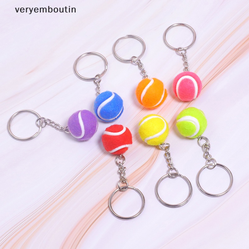 Móc Khóa Kim Loại Hình Quả Bóng Tennis 6 Màu Sắc