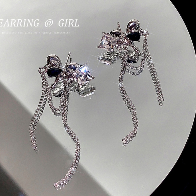 Khuyên Tai Thắt Nơ Tua Rua Phong Cách Hàn Quốc Cá Tính Ngọt Ngào Mới ins niche Độc Đáo Dành Cho Bạn Nữ